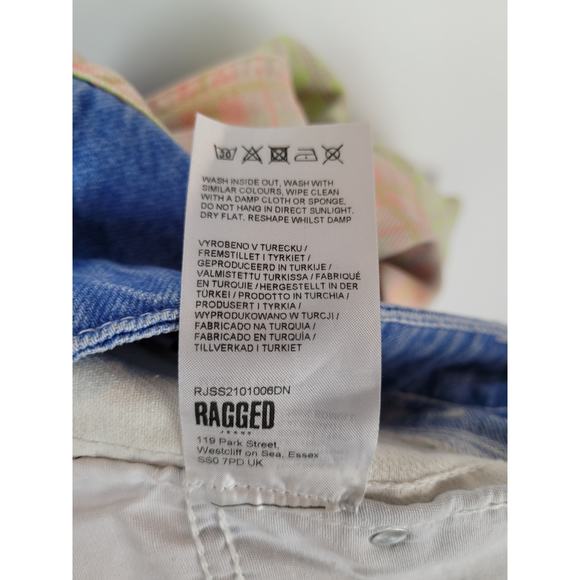 The Ragged Priest Jeans Patchwork Checkered Jeans Lime Green Salmon Blue Sz 26 - Picture 10 of 11